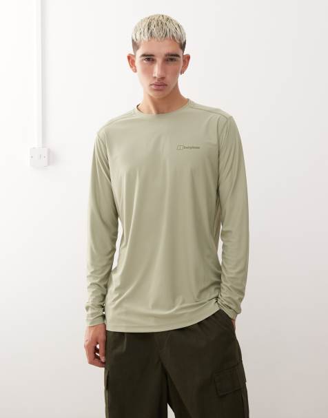 Berghaus T-shirt men's 24/7 crew long sleeve tech tee in dark green - view 1