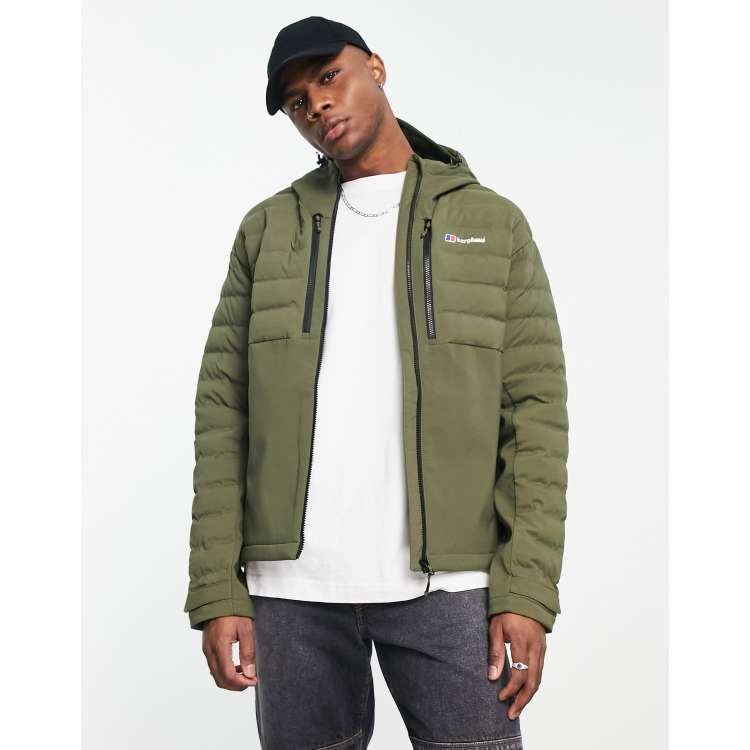 Berghaus Theran Hybrid hooded insulated jacket in khaki | ASOS