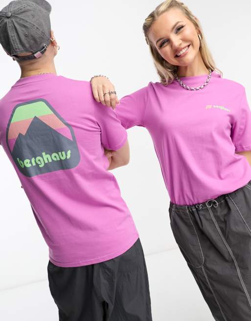 Berghaus Unisex - Dean Street - Lyserød T-shirt med gradueret bjergprint på ryggen