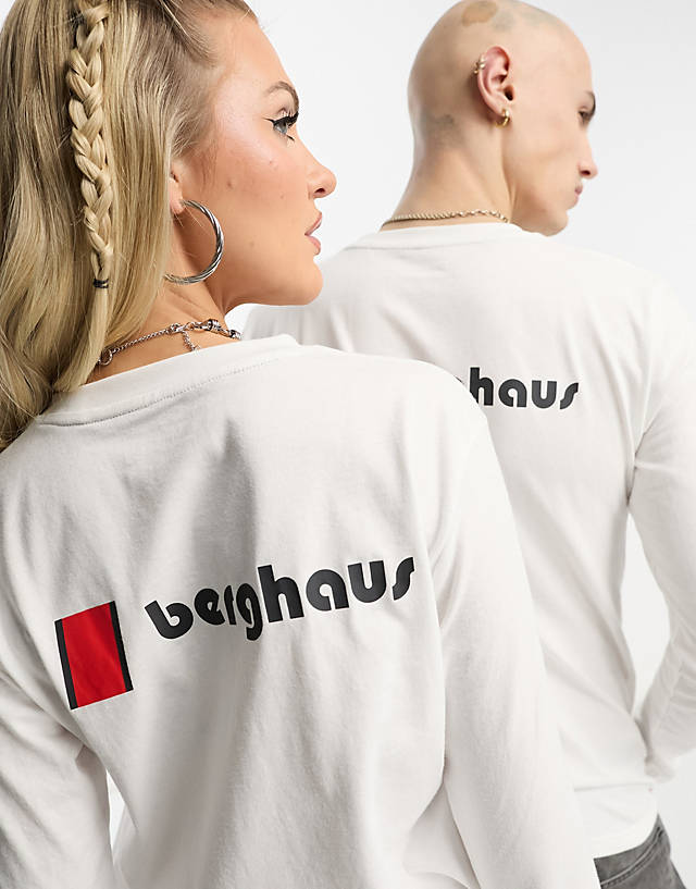 Berghaus - unisex heritage long sleeve top with back print logo t-shirt in white