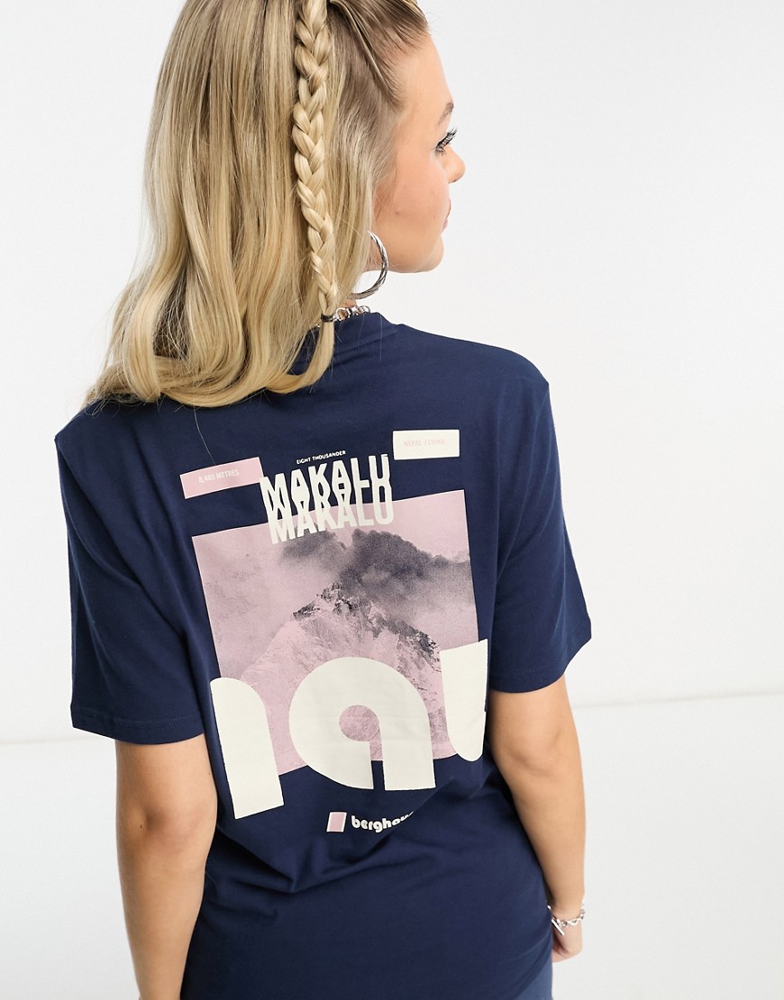 unisex Mountain Zine print t-shirt in navy