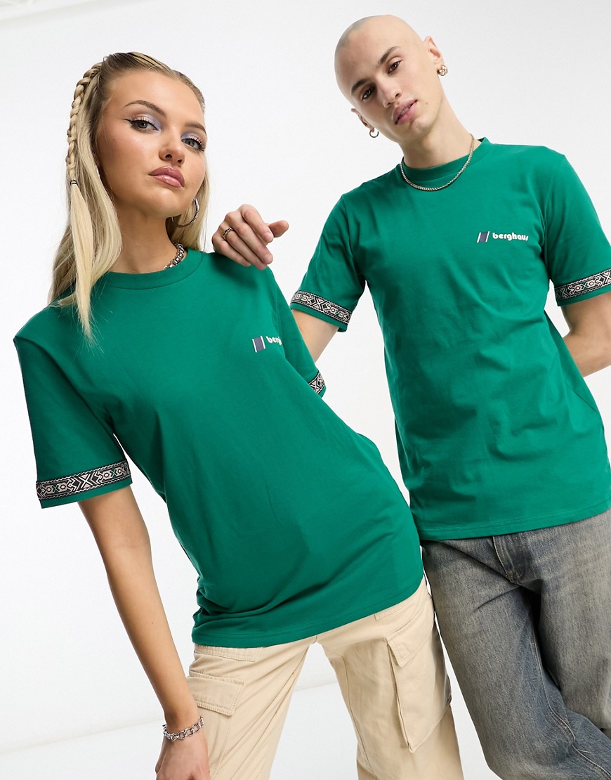 Berghaus unisex Tramantana t-shirt with aztec piping in green