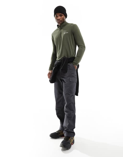 Berghaus wayside long sleeve half-zip long sleeve tee in green
