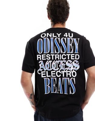 Berhska electro beats printed t-shirt in black