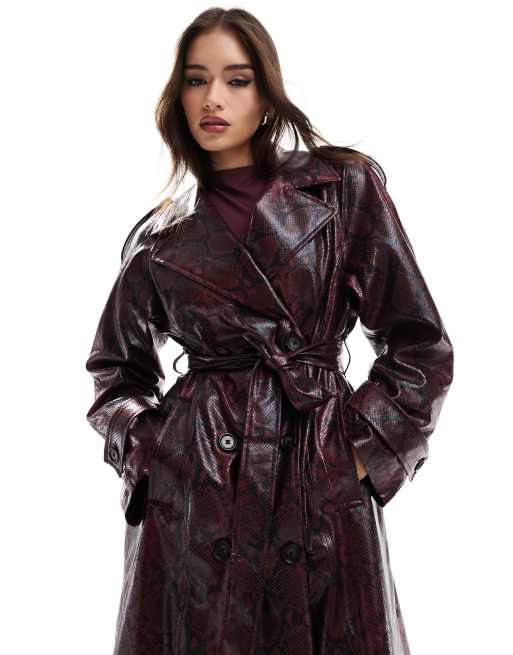 Faux outlet Snakeskin Leather Coat