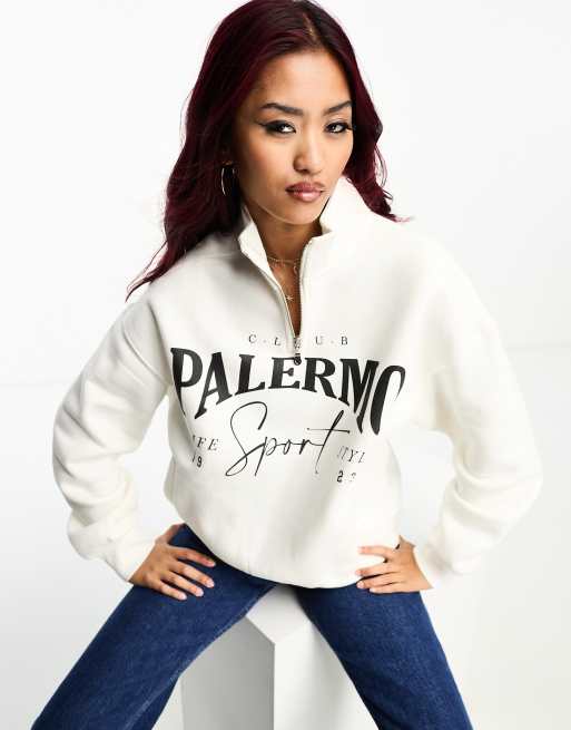 White slogan online sweatshirt