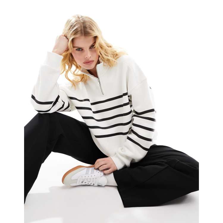 Bershka hoodie with 2025 vertical stripes in white