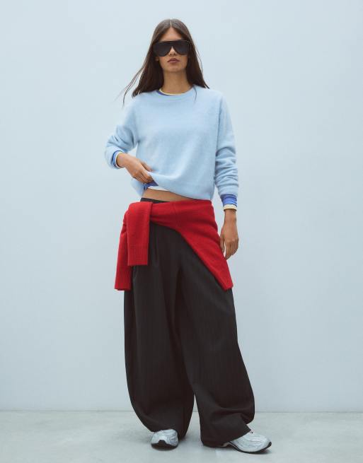 Bershka 100% ull tröja med rund halsringning i ljusblått, 2 av 6