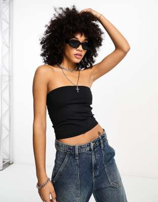 Bershka 2 pack bandeau tube top in black and green