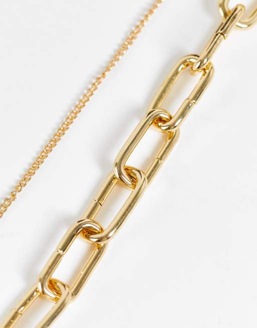 Bershka 2 pack chain cross necklace in gold, 2 of 4