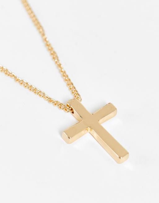 Bershka 2 pack chain cross necklace in gold, 3 of 4