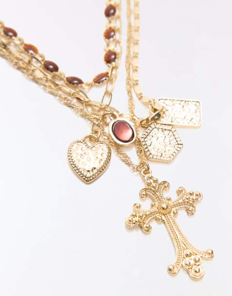 Bershka 2-pack halsband med kors i guld - view 1