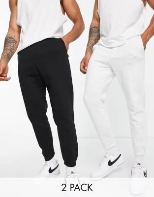 Bershka 2 pack trackies in black and grey - ASOS Price Checker