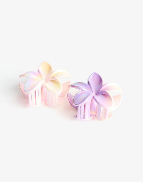 Bershka 2-pack of flower hair clips in lilac - view 1