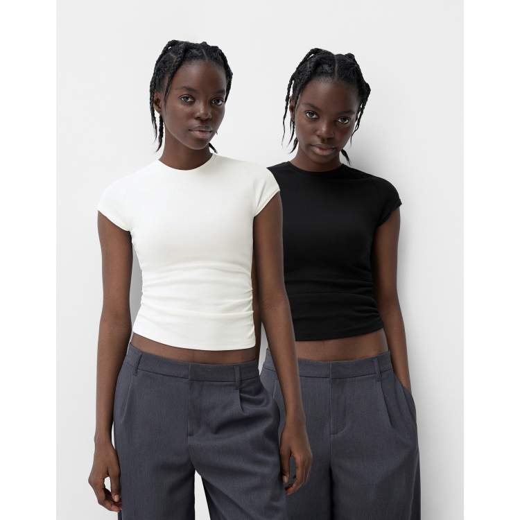 【BERSHKA】SHORT SLEEVE 2 PACK クロップドTシャツ ベルシュカ BERSHKA】SHORT SLEEVE 2 PACK クロップドTシャツ ベルシュカ