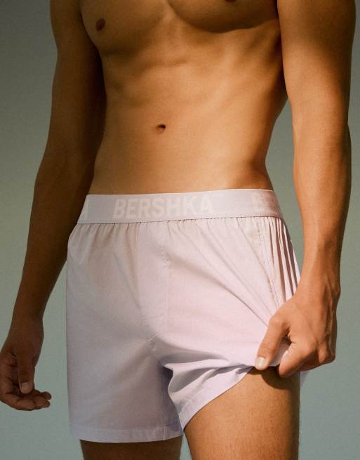 Bershka 2-pack of poplin boxers in light pink, 2 of 5