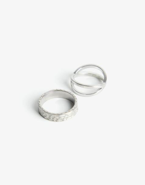 Bershka 2-pack of rings in silver - view 1