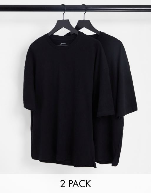 Bershka 2 pack oversized t-shirt in black | ASOS