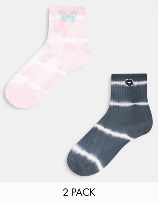 Bershka 2 pack socks in tie dye print
