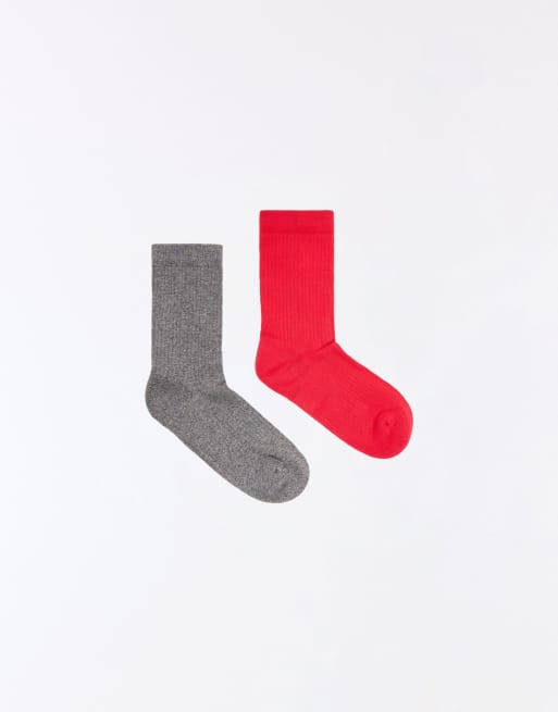 Bershka 2-pack strumpor i rött, 3 av 4
