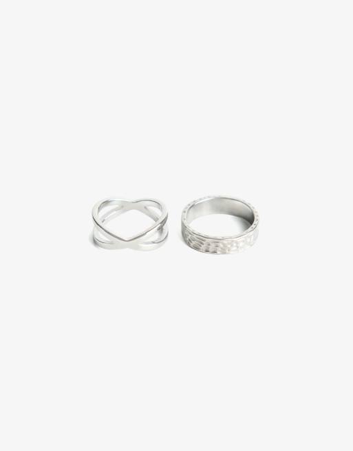 Bershka -2-pak med sølvfarvede ringe, 3 af 3