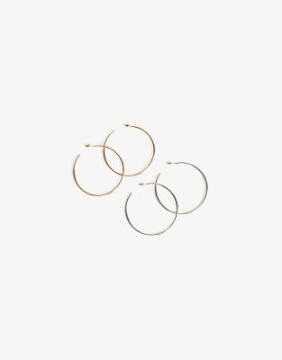 Bershka - 2er-Pack Creolen in Goldoptik-Goldfarben