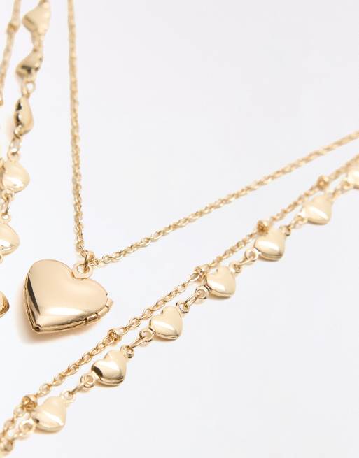 Bershka 2er-Pack Herz-Lariat-Halsketten in Gold, 3 von 4