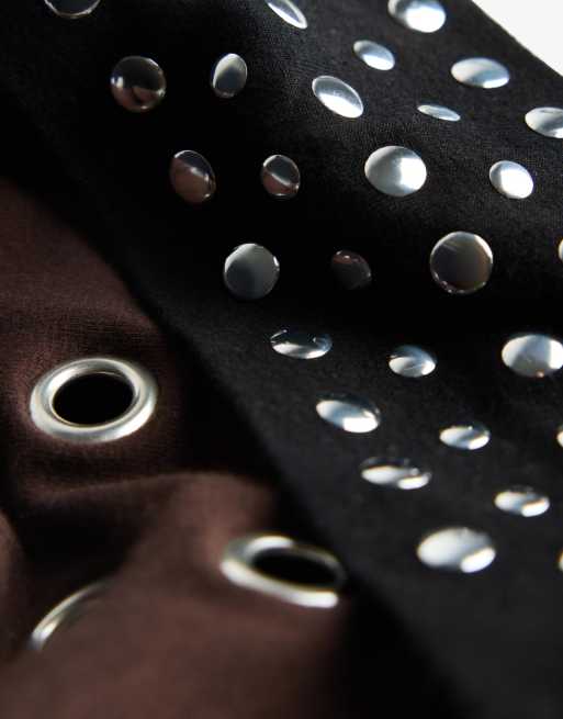 Bershka – 2er-Pack mit Nieten besetzte Stirnbänder in Schwarz, 3 von 3