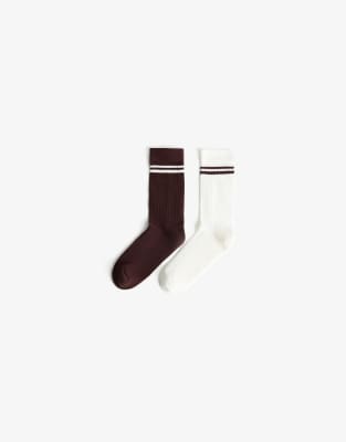 Bershka - 2er-Pack Socken in Braun-Brown