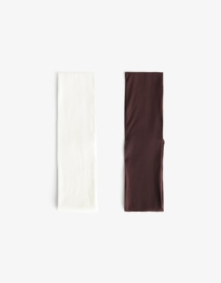 Bershka - 2er-Pack Stirnbänder in Braun-Brown