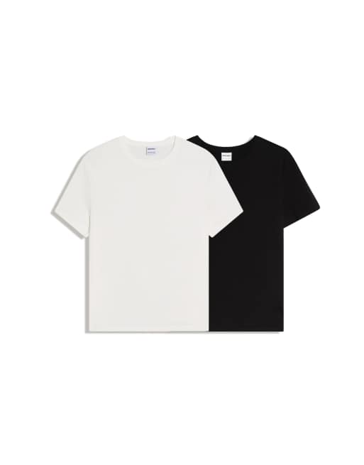 Bershka – 2er-Pack T-Shirts in Weiß und Schwarz, 2 von 4