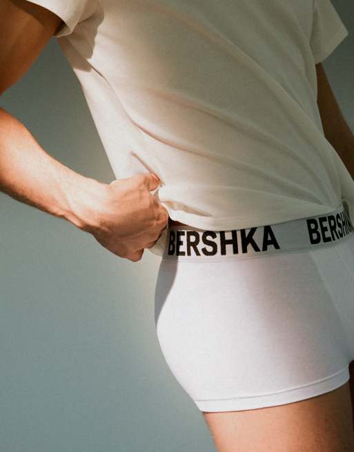 Bershka 3-pack boxers med tryckt midjeresår i vitt, 2 av 4