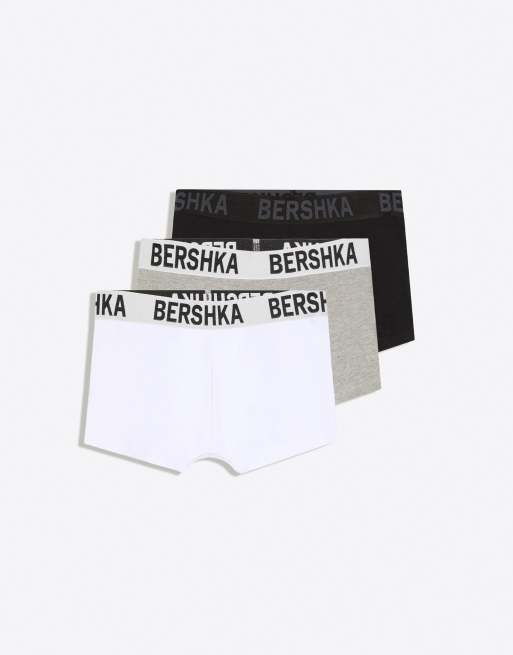 Bershka 3-pack of boxers with printed waistband in white, 3 of 4