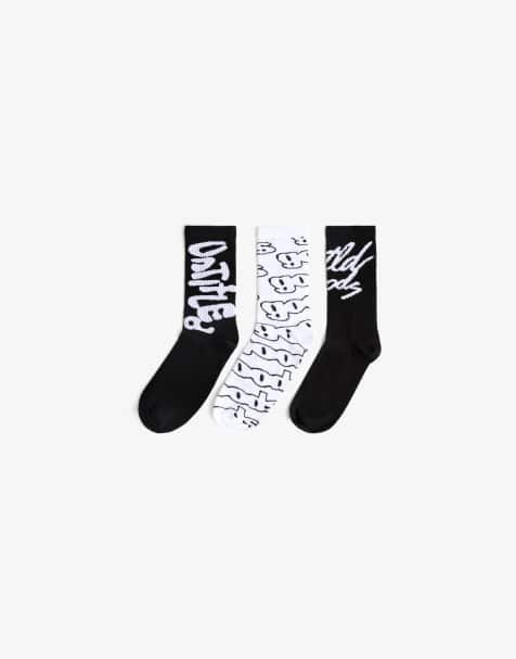 Bershka 3-pack of printed socks in white - view 1