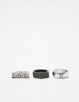 Bershka 3 pack rings in silver - ASOS Price Checker