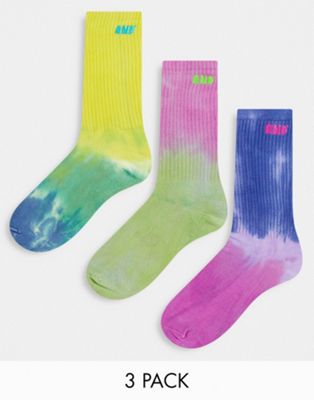 Bershka 3 pack socks in tie dye