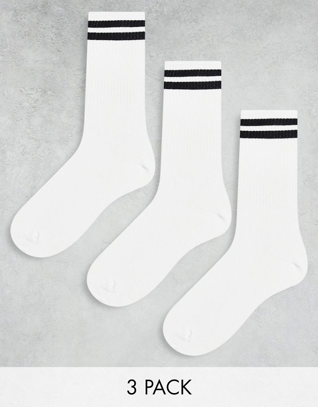 Bershka 3 pack sport socks in black