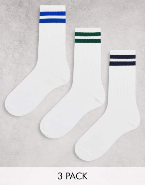 Bershka 3 pack sports socks with multi trim in white - view 1