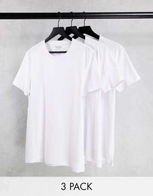 Bershka 3 pack t-shirts in white