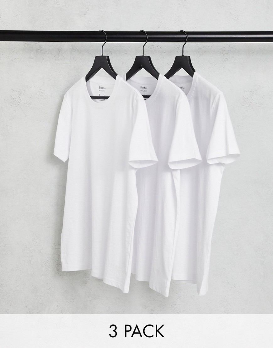 Bershka 3 pack t-shirts in white
