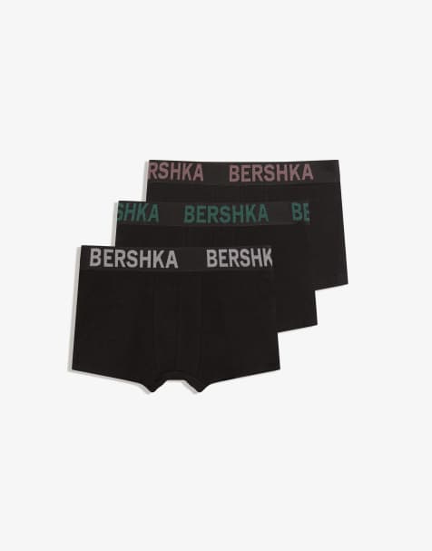 Bershka – 3er-Pack Boxershorts in Khaki mit bedrucktem Bund - view 1