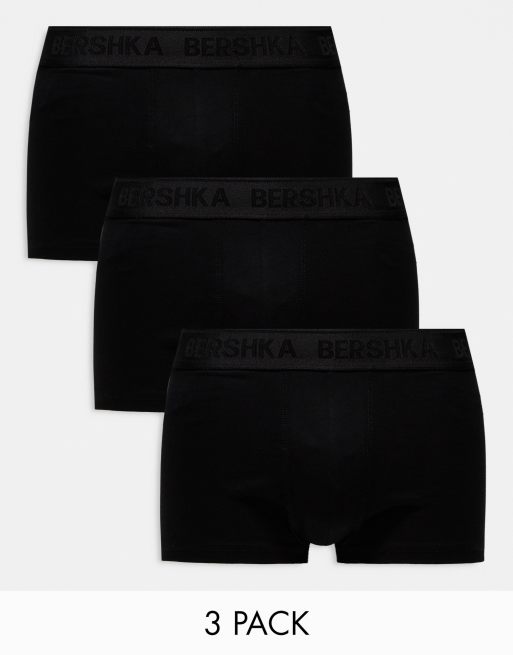 Bershka – 3er-Pack Boxershorts in Schwarz