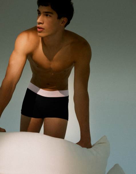 Bershka 3er-Pack Boxershorts mit bedrucktem Bund in Hellrosa - view 1