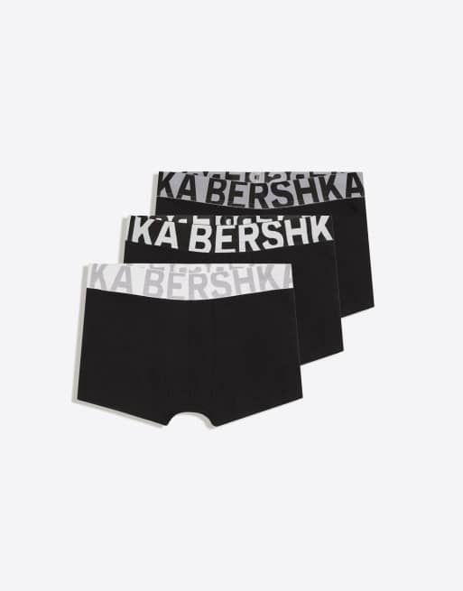Bershka 3er-Pack Boxershorts mit breitem Bund in Grau, 4 von 4