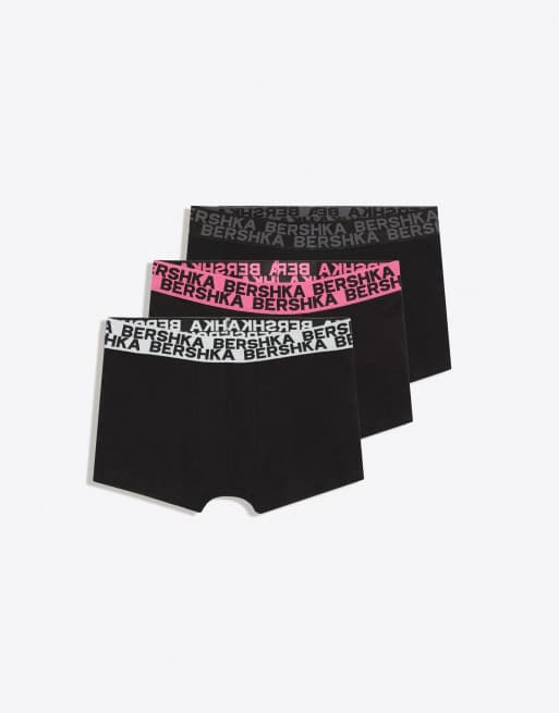 Bershka 3er-Pack Boxershorts mit doppeltem Logo in Pink, 4 von 5