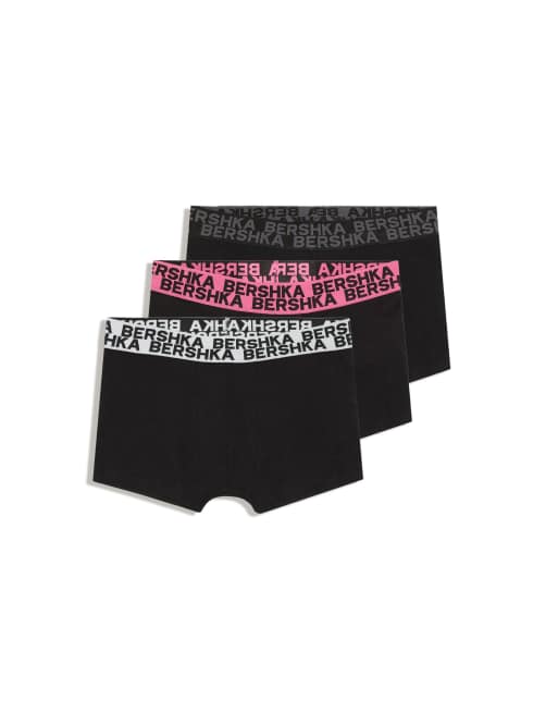 Bershka 3er-Pack Boxershorts mit doppeltem Logo in Pink, 5 von 5