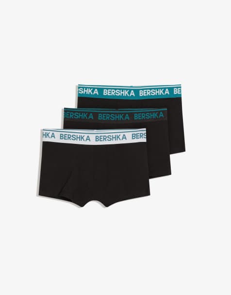 Bershka – 3er-Pack eng geschnittene Boxershorts in verwaschenem Grau mit bedrucktem Bund - view 1