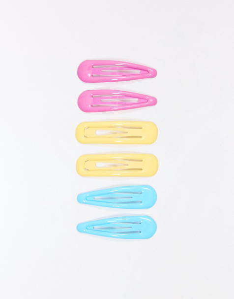 Bershka – 3er-Pack Haarspangen in Gelb - view 1