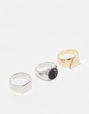 Bershka 3 pack rings in silver/gold - ASOS Price Checker