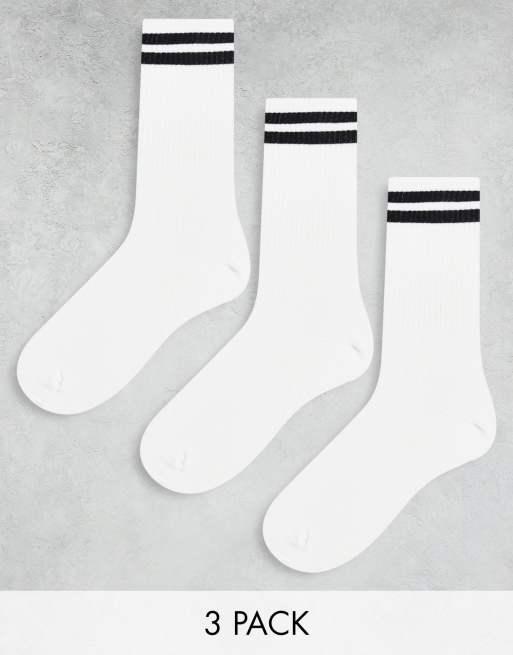 Bershka – 3er-Pack Sportsocken in Weiß